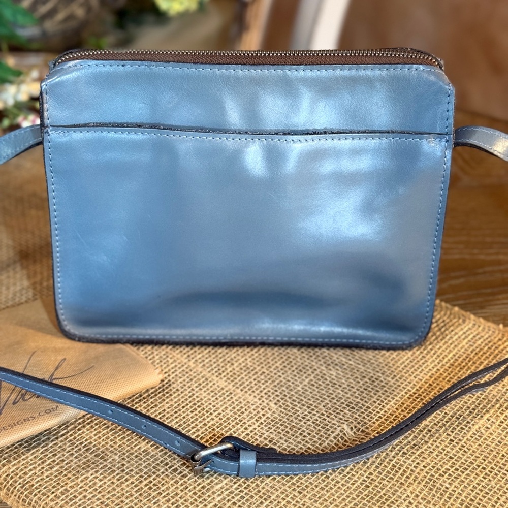 Patricia Nash Nazaire Blue Leather Top Zip Crossbody Bag - Picture 3 of 16